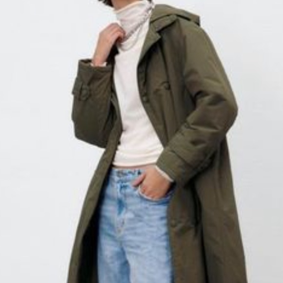 Zara Olive Green Trench Coat - Picture 1 of 16